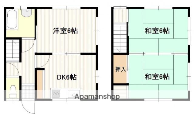 広島電鉄宮島線 修大協創中高前駅 徒歩16分 2階建 築48年(3DK)の間取り写真