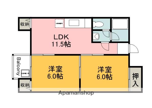 JSビル美鈴園(2LDK/3階)の間取り写真