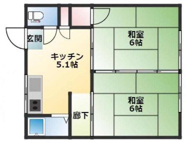 遠藤アパート(2K/1階)の間取り写真