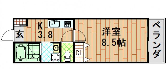 RIDERE廿日市(1K/2階)の間取り写真