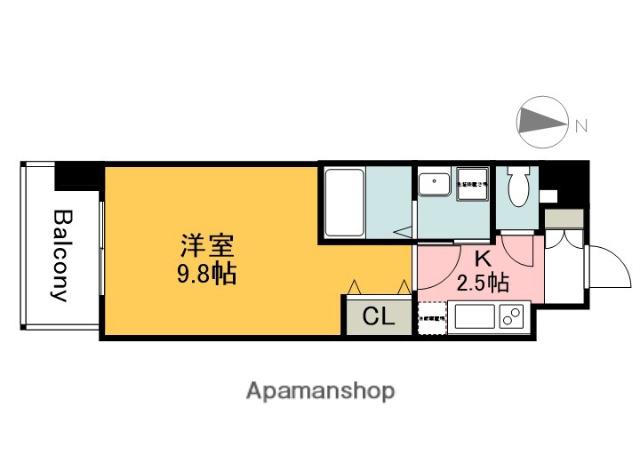 双葉ヒルズ海老園(1K/12階)の間取り写真