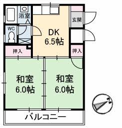 カルチェ佐川(2DK/3階)の間取り写真