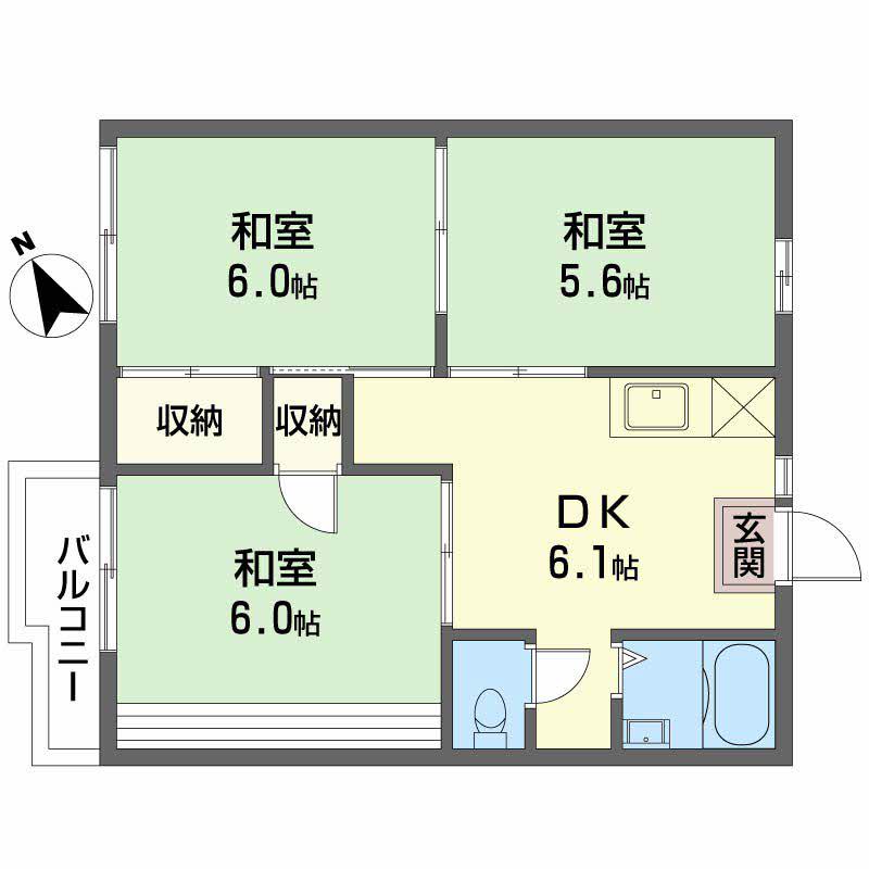 フォーブル吉村 A棟(3DK/2階)の間取り写真
