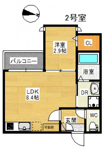 REGALESTーS LARCⅤ(1LDK/1階)の間取り写真