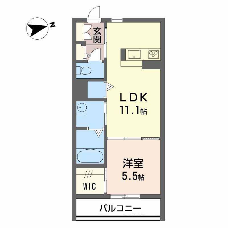 リヴェール祇園(1LDK/2階)の間取り写真