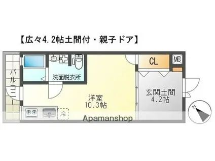 RICHE廿日市(ワンルーム/3階)の間取り写真