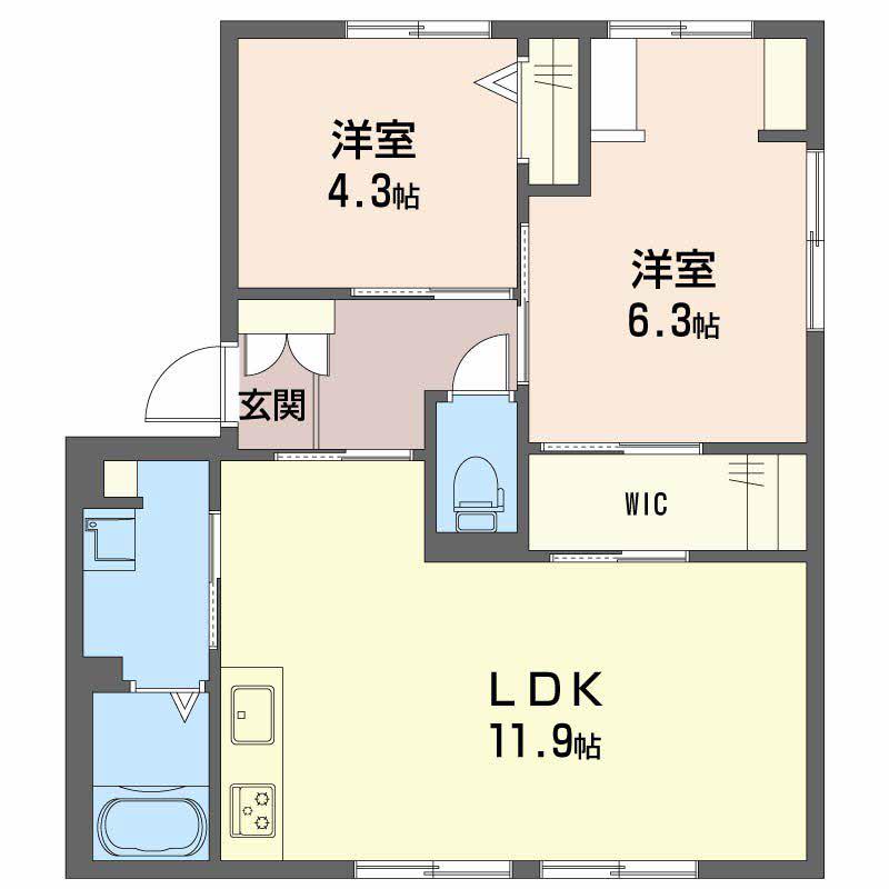 コーポ松浦C棟(2LDK/1階)の間取り写真