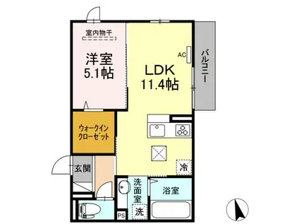 ドゥズィエム串戸(1LDK/1階)の間取り写真