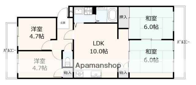エメラルドマンション五日市保井田(4LDK/5階)の間取り写真