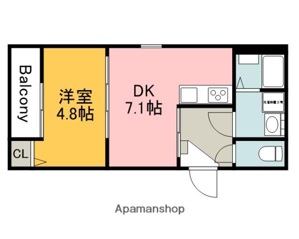フォレスト草津南(1DK/1階)の間取り写真
