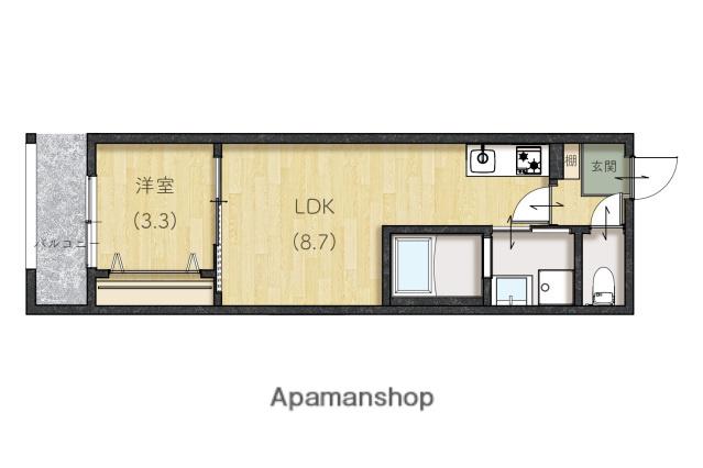 LIEN草津浜町(1LDK/1階)の間取り写真
