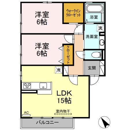 エトワール三浦(2LDK/2階)の間取り写真