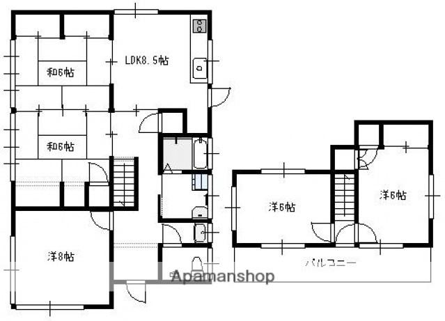 広島電鉄宮島線 修大協創中高前駅 徒歩11分 2階建 築55年(5DK)の間取り写真