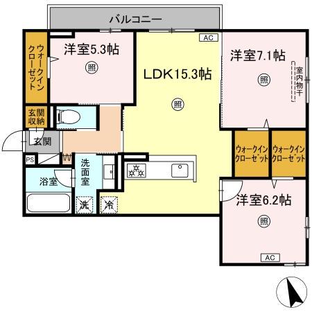 ONE WIDE 祇園(3LDK/3階)の間取り写真