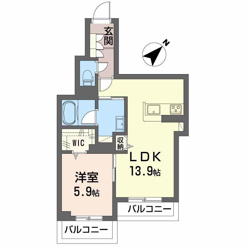 フィグ古江東町(1LDK/2階)の間取り写真