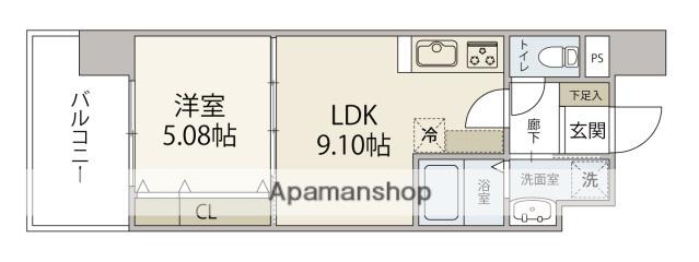 ISTYLE三篠(1LDK/13階)の間取り写真