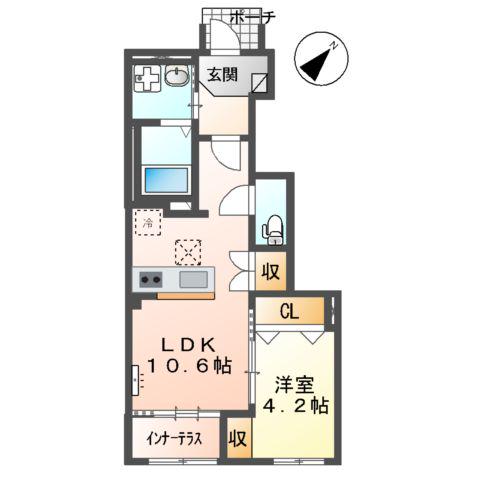 エトワール恵島(1LDK/1階)の間取り写真