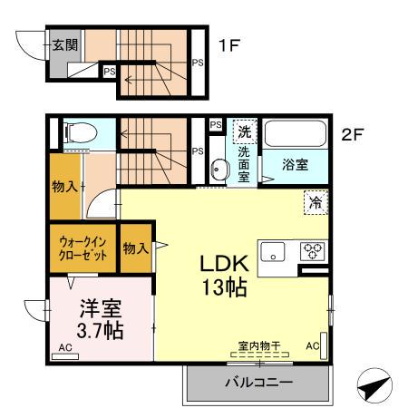 サン・フローラ南観音(1LDK)の間取り写真