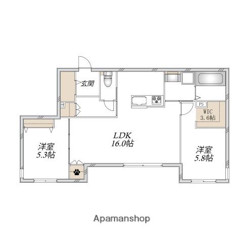 西区井口明神3丁目ヘーベルメゾン(2LDK/1階)の間取り写真