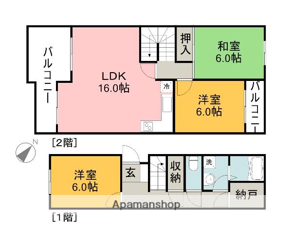 上河内タウンハウス(3SLDK)の間取り写真
