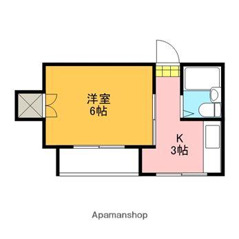 衣笠ビル(1K/4階)の間取り写真