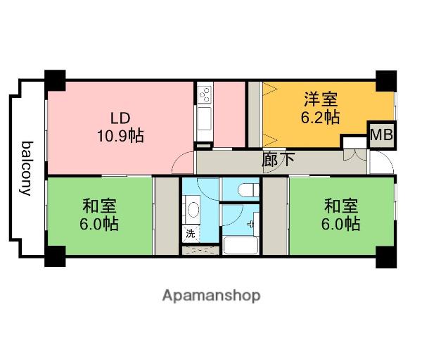 ソフィアコート井口台(3LDK/5階)の間取り写真