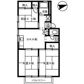 プレジール高広(2LDK/1階)の間取り写真