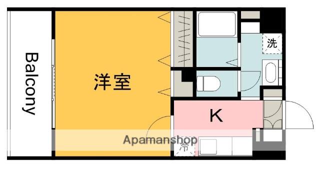 ロアール古市(1K/6階)の間取り写真