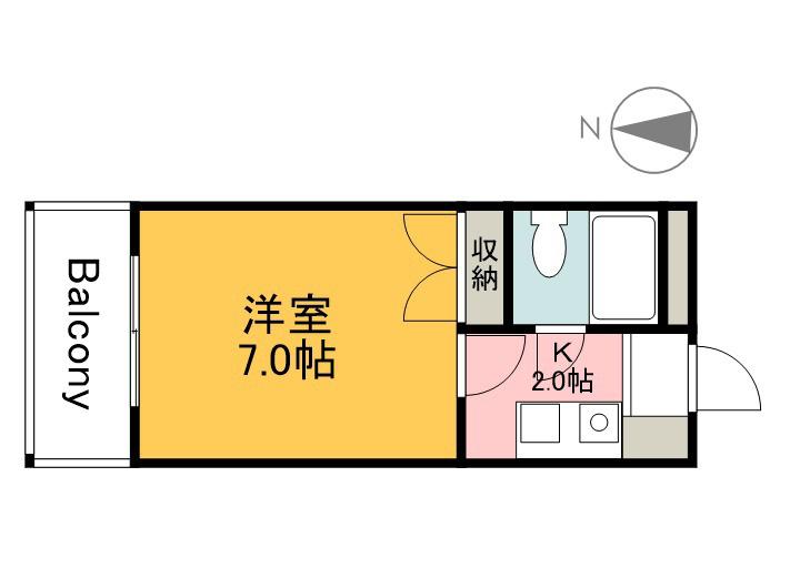 パレグレース仁保(1K/2階)の間取り写真