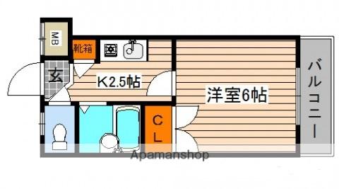 リバーパレス牛田新町(1K/1階)の間取り写真