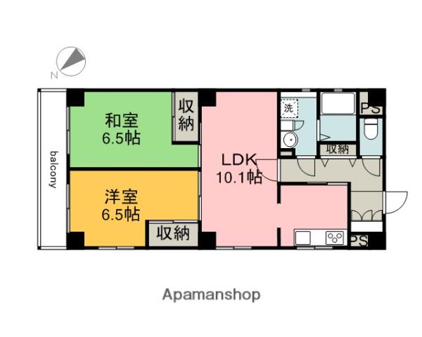 S・Sアイン鷹野橋(2LDK/5階)の間取り写真