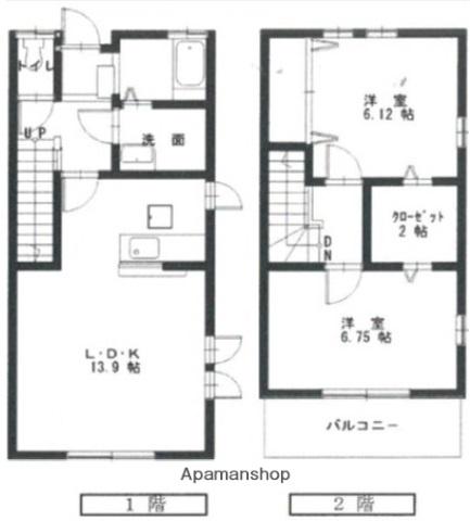 シャレー・ミヤモトC棟(2LDK/1階)の間取り写真