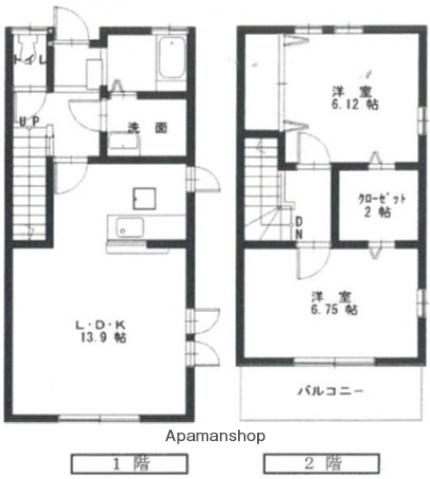 シャレー・ミヤモトC棟(2LDK/1階)の間取り写真