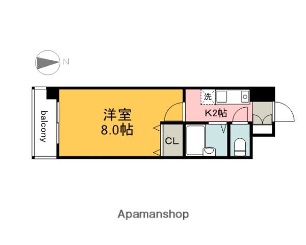 メゾン・ド・カルチェ舟入(1K/2階)の間取り写真