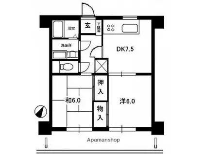 上柳橋ハイタウン(2DK/2階)の間取り写真