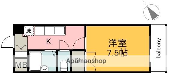 メルクマール御幸橋(1K/2階)の間取り写真