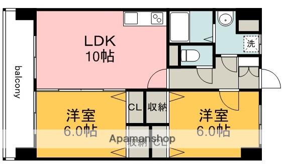 FINE舟入(2LDK/6階)の間取り写真
