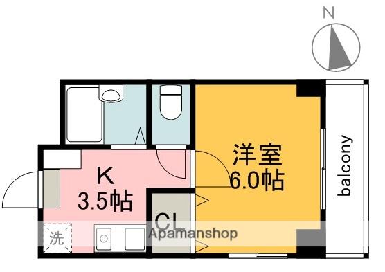 パークサイド大手町(1K/4階)の間取り写真