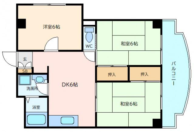 ブランシェ牛田(3DK/4階)の間取り写真