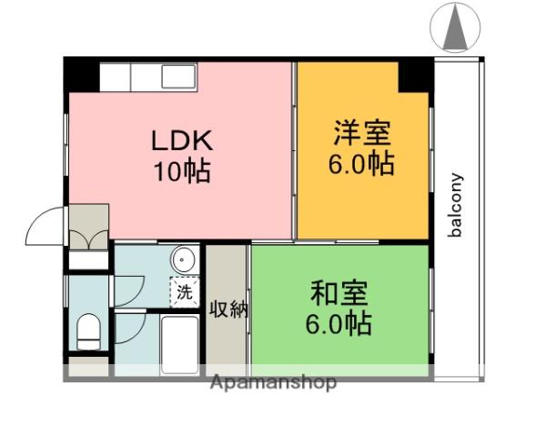 コースト・川端(2LDK/4階)の間取り写真