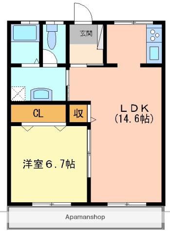フレシール若草(1LDK/3階)の間取り写真