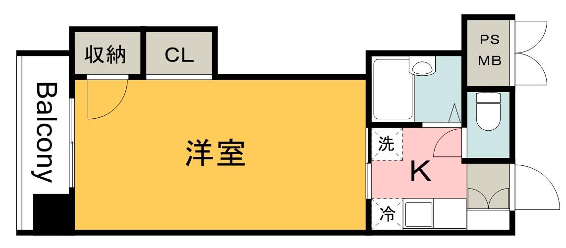 デュウオコート富士見(1K/7階)の間取り写真