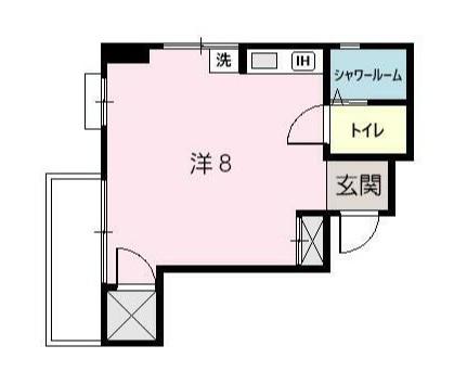 エスポワール(ワンルーム/2階)の間取り写真