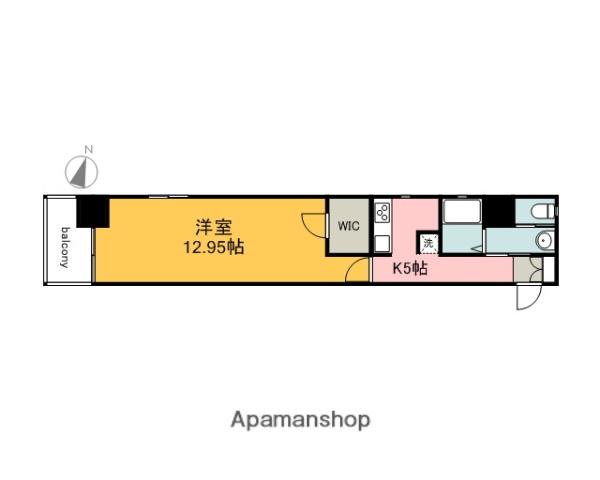 ロアール松川町(1K/5階)の間取り写真