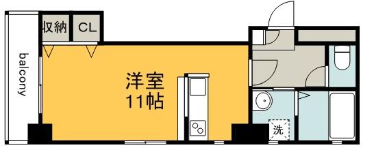 ウイング城南通(ワンルーム/11階)の間取り写真