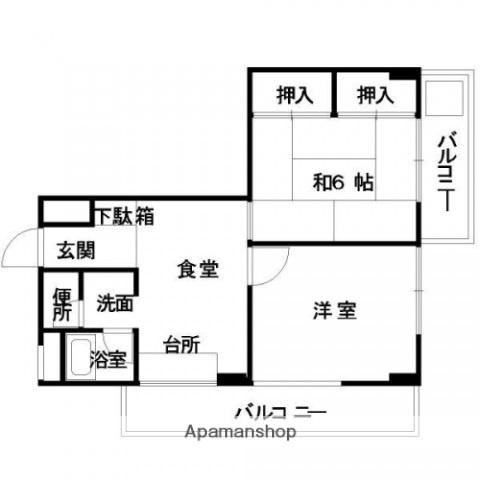 アップル比治山(2K/5階)の間取り写真