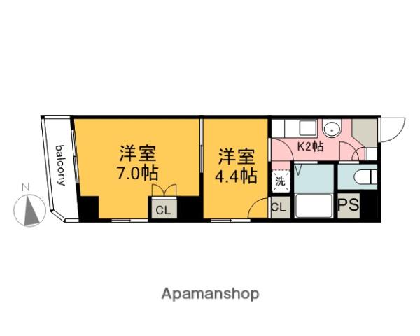 ボヌール舟入(2K/2階)の間取り写真