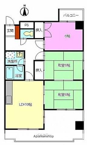 セジュールHARA(3LDK/5階)の間取り写真