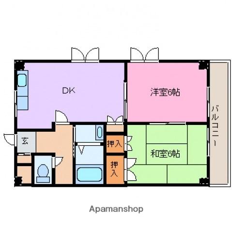 ディンプルハウス(2DK/3階)の間取り写真