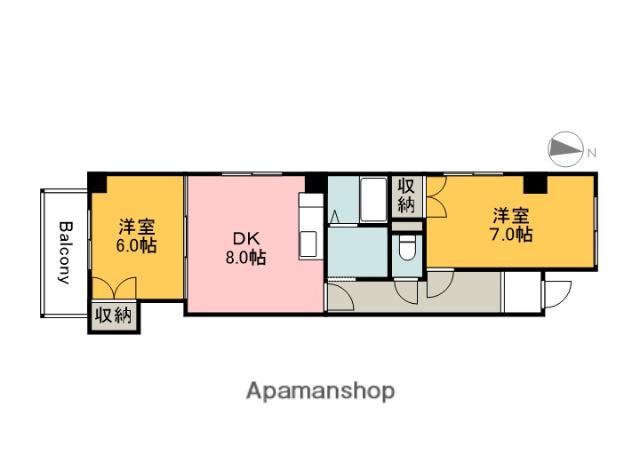 コーポ西旭(2DK/2階)の間取り写真